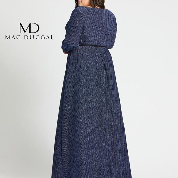 NEW Mac Duggal 48892 SHIMMERING V-NECK LONG EVENING GOWN PLUS 18W - Picture 4 of 10